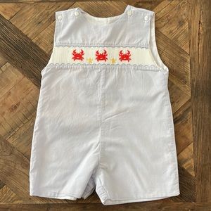 Petit Bebe smocked crab Jon Jon/romper.